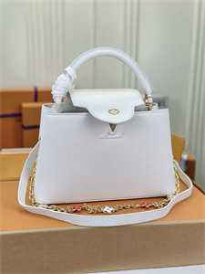 L.V Capucines MM Bag Taurillon Leather White M22375