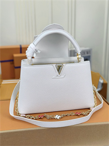 L.V Capucines MM Bag Taurillon Leather White M22375