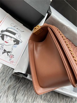 Cha.nel Medium Leboy Bag With Top Handle Python Leather Gold Metal A94804