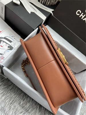 Cha.nel Medium Leboy Bag With Top Handle Python Leather Gold Metal A94804