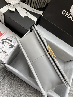 Cha.nel Medium Leboy Bag With Top Handle Python Leather Gold Metal A94804