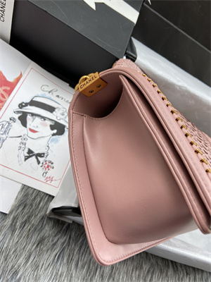 Cha.nel Medium Leboy Bag With Top Handle Python Leather Gold Metal A94804