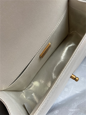 Cha.nel Medium Leboy Bag With Top Handle Python Leather Gold Metal A94804