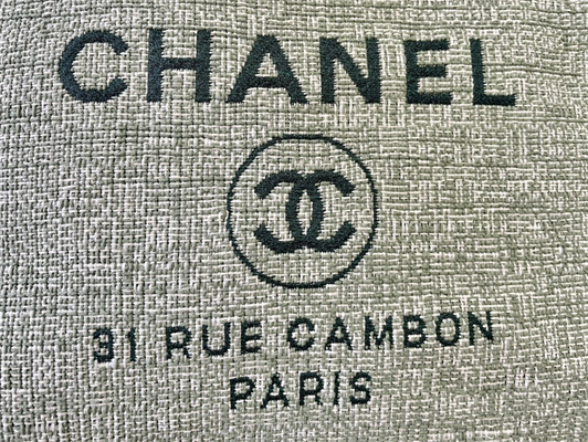 Cha.nel Deauville Large Shopping Bag Mixed Fibers Silver Tone Metal Lt Green A66941