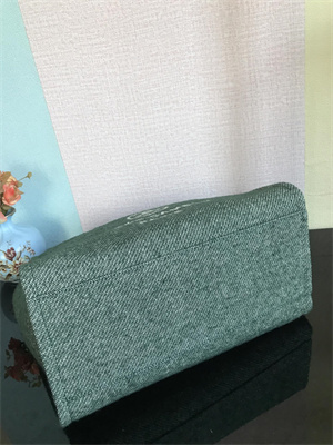 Cha.nel Deauville Large Shopping Bag Mixed Fibers Silver Tone Metal Green A66941