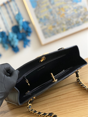 Cha.nel Vintage Large Shopping Bag Calfskin Gold Tone Metal Black A99