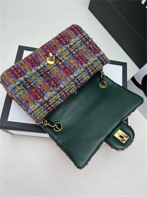Cha.nel Mini Classic Flap Bag Tweed Gold Tone Metal Colorful A01116