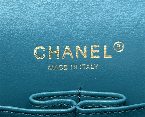 Cha.nel Medium Classic Flap Bag Tweed Gold Tone Metal Blue A01112