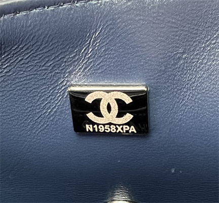 Cha.nel Mini Classic Flap Bag Tweed Silver Tone Metal Navy A01116