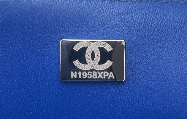 Cha.nel Mini Classic Flap Bag Tweed Silver Tone Metal Blue A01116