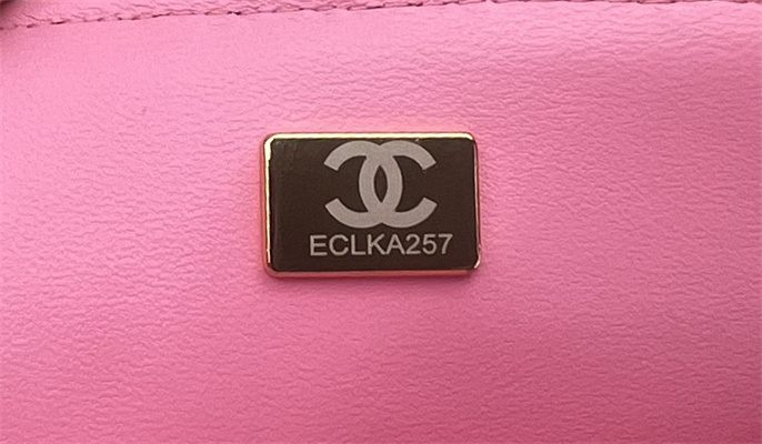 Cha.nel Mini Classic Flap Bag Tweed Gold Tone Metal Pink A01116