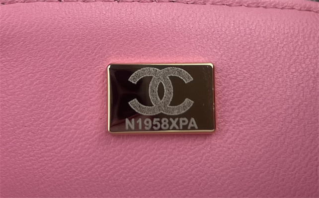 Cha.nel Mini Classic Flap Bag Tweed Gold Tone Metal Pink A01116