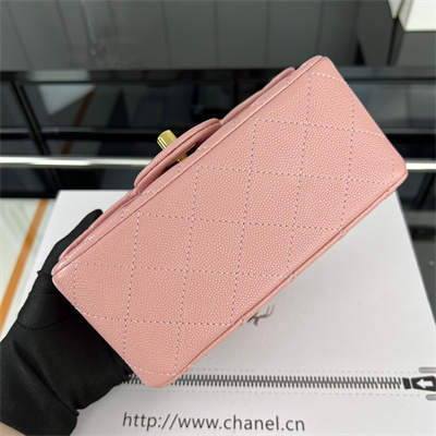 Cha.nel Super Mini Classic Flap Bag Grained Calfskin Gold Tone Metal Pink 01115
