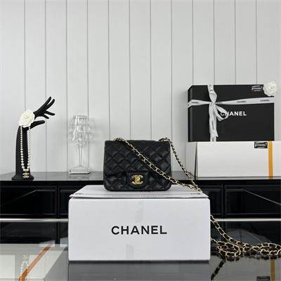 Cha.nel Super Mini Classic Flap Bag Grained Calfskin Gold Tone Metal Black 01115