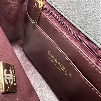 Cha.nel Super Mini Classic Flap Bag Grained Calfskin Gold Tone Metal Black 01115