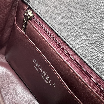 Cha.nel Super Mini Classic Flap Bag Grained Calfskin Silver Tone Metal Black 01115