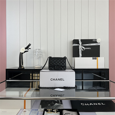 Cha.nel Super Mini Classic Flap Bag Lambskin Black Tone Metal Black 01115