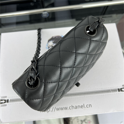 Cha.nel Super Mini Classic Flap Bag Lambskin Black Tone Metal Black 01115