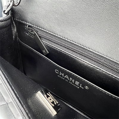 Cha.nel Super Mini Classic Flap Bag Lambskin Black Tone Metal Black 01115