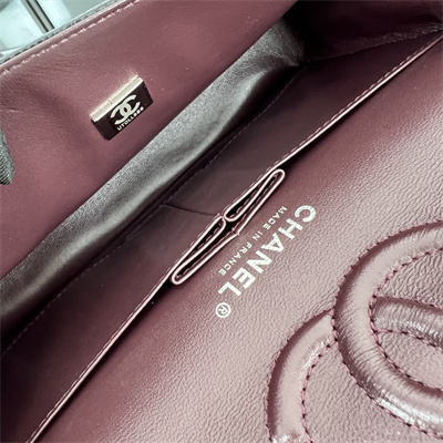 Cha.nel Small Classic Flap Bag Grained Calfskin Silver Tone Metal Black 01117 (Flap Edge Stitch)