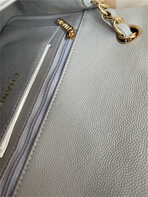 Cha.nel Mini Classic Flap Bag Grained Calfskin Gold Tone Metal Grey 01116