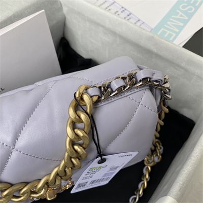 Chanel 19 Handbag Lambskin Gold Double C Metal Lilac AS1160