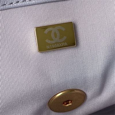 Chanel 19 Handbag Lambskin Gold Double C Metal Lilac AS1160