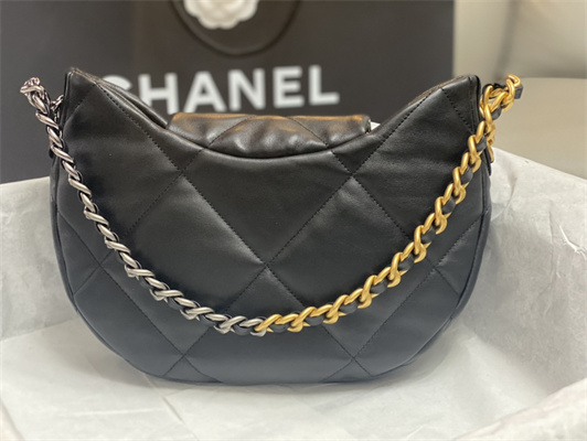Chanel 19 Handbag Hobo Bag Lambskin Black AS4638