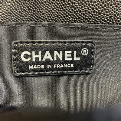 Cha.nel Medium Leboy Bag Grained Calfskin Aged Silver Tone Metal Black A67086