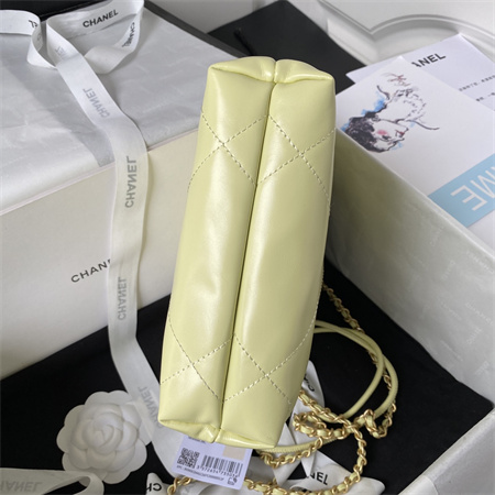 Cha.nel 22 Mini Handbag Shiny Calfskin Gold Tone Metal Lt Yellow AS3980