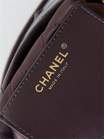 Cha.nel 22 Mini Handbag Shiny Calfskin Gold Tone Metal Coffee AS3980