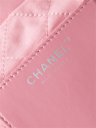 Cha.nel 22 Mini Handbag Shiny Calfskin Silver Tone Metal Lt Pink AS3980