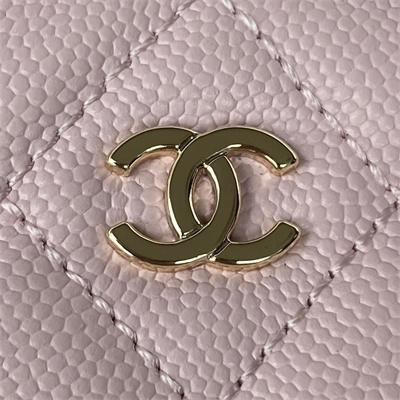 Cha.nel Vanity Case Grained Calfskin Gold Tone Metal Pink AP1340