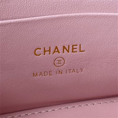 Cha.nel Vanity Case Grained Calfskin Gold Tone Metal Pink AP1341