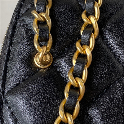 Cha.nel Vanity Case With Ball Lambskin Gold Tone Metal Black AP1447