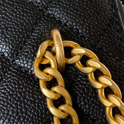 Cha.nel Vanity Case Grained Calfskin Gold Tone Metal Black AP3204