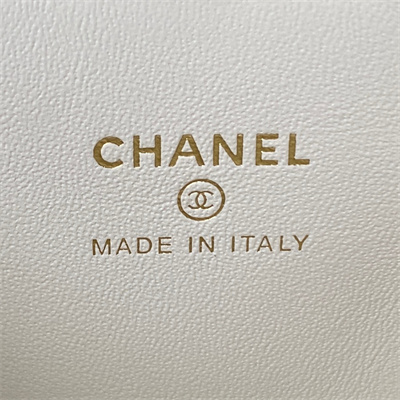 Cha.nel Vanity Case Lambskin Gold Tone Metal White AP3300