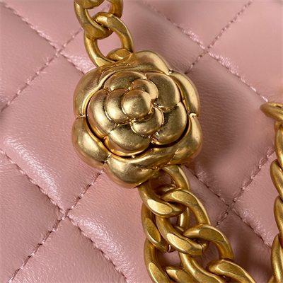 Cha.nel Vanity Case Lambskin Gold Tone Metal Pink AP3300