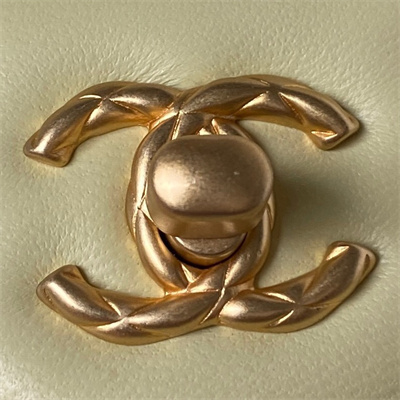 Cha.nel Vanity Case With Top Handle Lambskin Gold Tone Metal Yellow AS3973