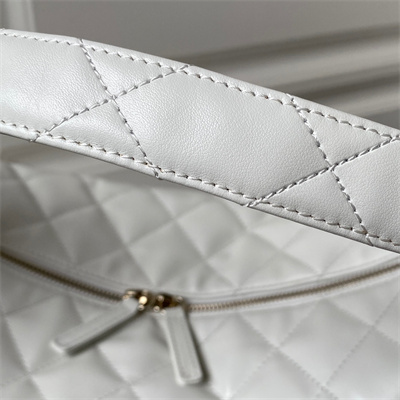 Cha.nel Maxi Hobo Bag Calfskin Gold Tone Metal White AS4339