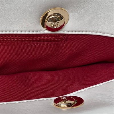 Cha.nel Tote Bag Calfskin Gold Tone Metal White AS4359