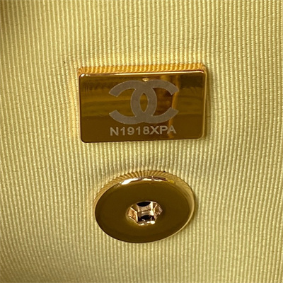 Cha.nel Backpack Grained Calfskin Gold Tone Metal Yellow AS4059