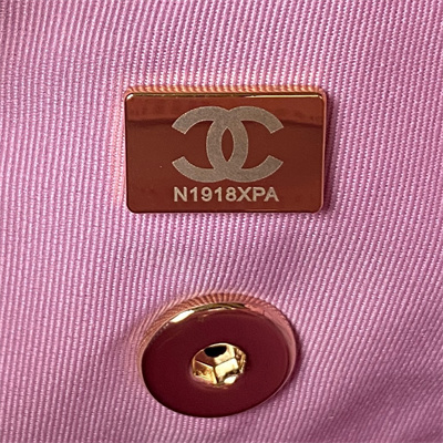 Cha.nel Backpack Grained Calfskin Gold Tone Metal Pink AS4059