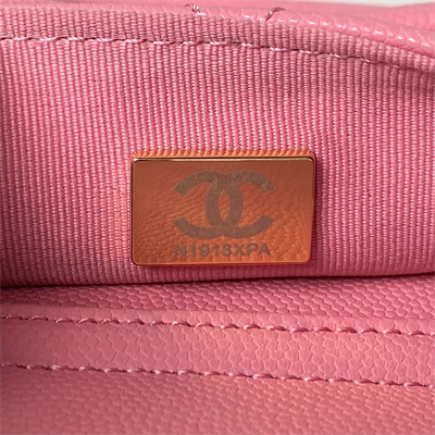 Cha.nel Backpack Grained Calfskin Gold Tone Metal Pink AS4398