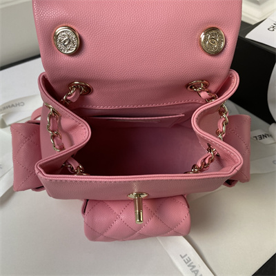 Cha.nel Backpack Grained Calfskin Gold Tone Metal Pink AS4399