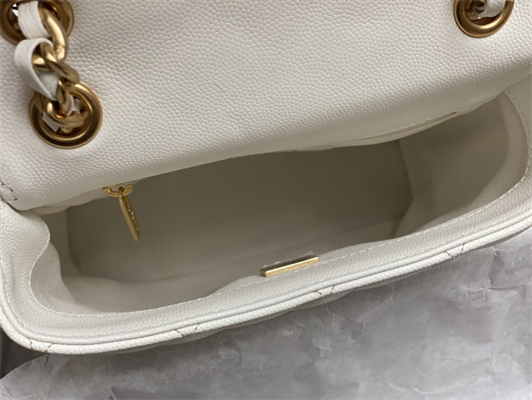 Cha.nel Backpack Grained Calfskin Gold Tone Metal White AS4490