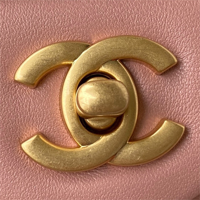 Cha.nel Super Mini Flap Bag Lambskin With Ball Gold Tone Metal Pink AS1786
