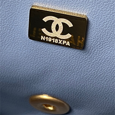 Cha.nel Super Mini Flap Bag Lambskin With Ball Gold Tone Metal Blue AS1786