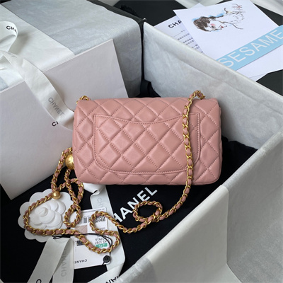 Cha.nel Mini Flap Bag Lambskin With Ball Gold Tone Metal Pink AS1787