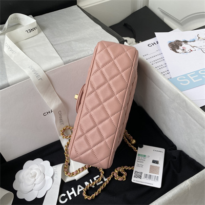 Cha.nel Mini Flap Bag Lambskin With Ball Gold Tone Metal Pink AS1787